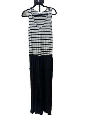 Monroe & Main Cocktail Romper Striped Belted Party Night Out Jumpsuit Large NEW